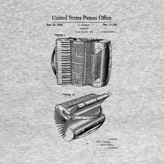 Accordion Patent Drawing 1938 by Joodls